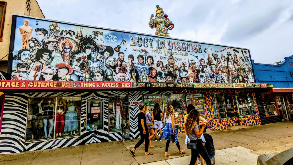 Lucy in Disguise costume shop exterior in Austin, Texas. 